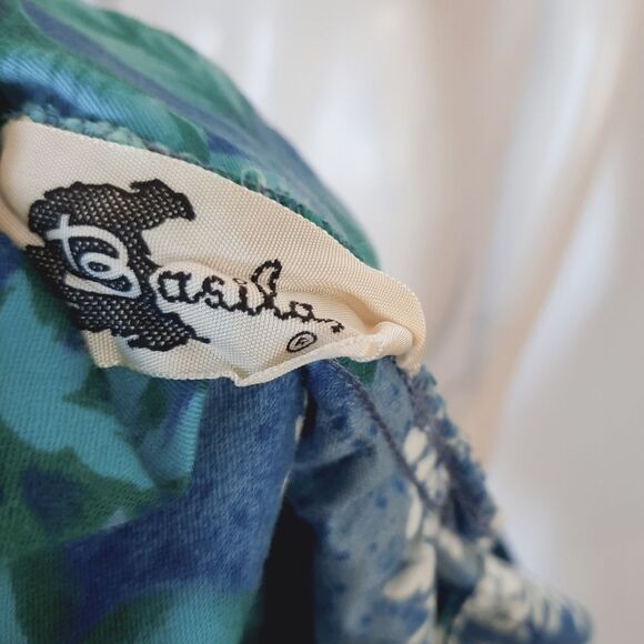 Vintage Dress size XL Tropical Print Soft Cotton with Tie Waist — Maternity Suit - Picture 6 of 9